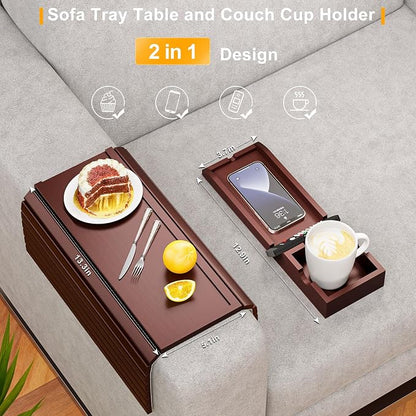 Bestjing Bamboo Couch Armrest Table - Image 3