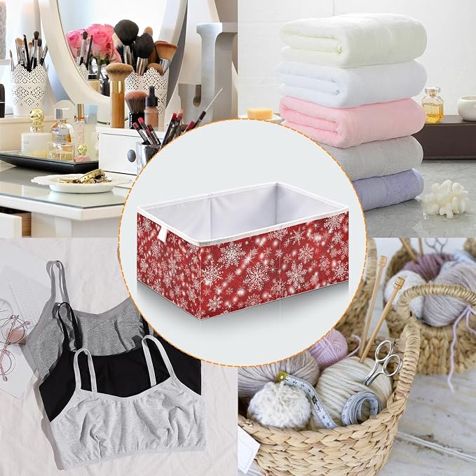 Christmas Snowflakes Closet Organizers Storage Cubes Red Storage Bins Shelf - Image 5