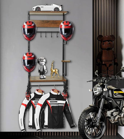 Motorcycle Helmet Rack Wall Mount, Retro Rust Helmet Holder - Image 7