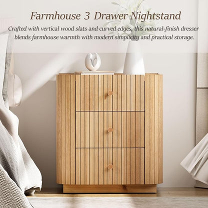 COZAYH Farmhouse 3 Drawer Wood Nightstand - Image 4