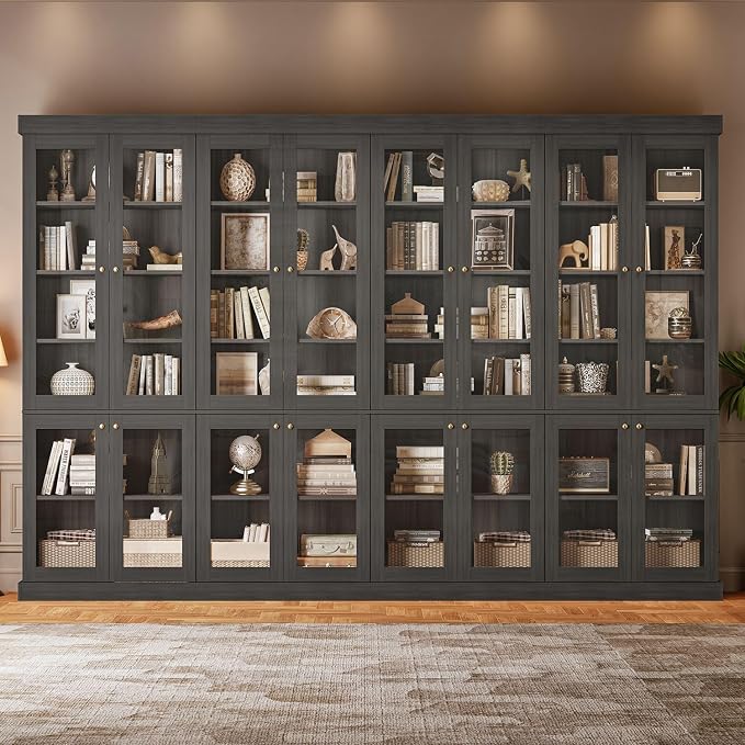 ivaniti 70.8" Bookshelf with Glass Doors, Farmhouse Modular Bookcase with by CraftedforLifesMoments
