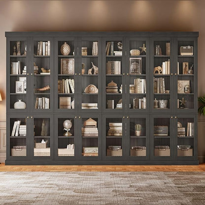 ivaniti 70.8" Bookshelf with Glass Doors, Farmhouse Modular Bookcase with by CraftedforLifesMoments