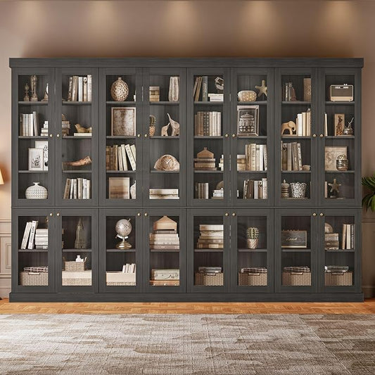 ivaniti 70.8" Bookshelf with Glass Doors, Farmhouse Modular Bookcase with by CraftedforLifesMoments