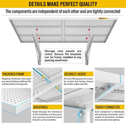 4Pack 2x3ft Adjustable Metal Garage Wall Shelving Heavy Duty Garage Storage - Image 5