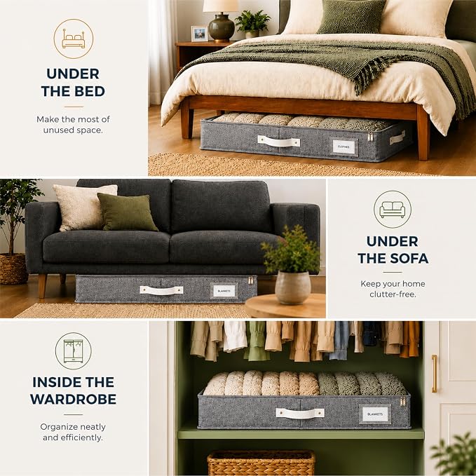 HOMELUX THEORY 2pc Under Bed Storage Containers, Bedroom Under the Bed Drawer - Image 4