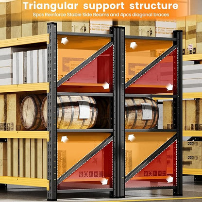 71”W Garage Shelving Units, 5000LBS Metal Shelving Rack, 4 Tier Large Tall - Image 8