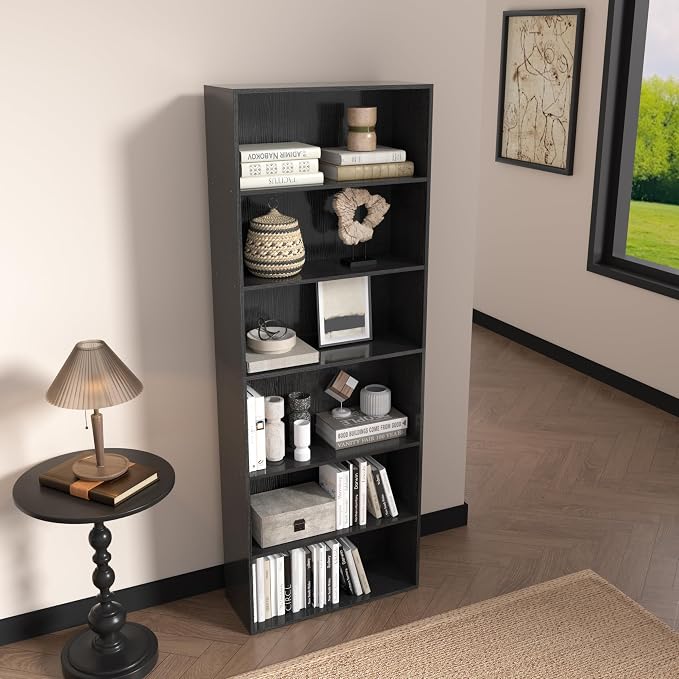Wooden 6 Tier Book Shelf, 6 Cube Storage Organizer, 6 Tier Low Bookcase Storage - Image 6