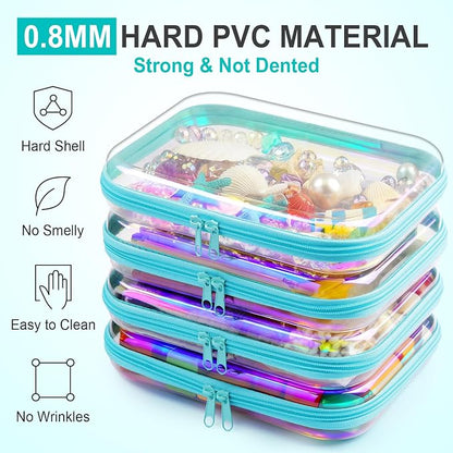Hoolerry 4 Pcs Hard Clear Zipper Case Makeup Bags Plastic Pencil Pouch - Image 4
