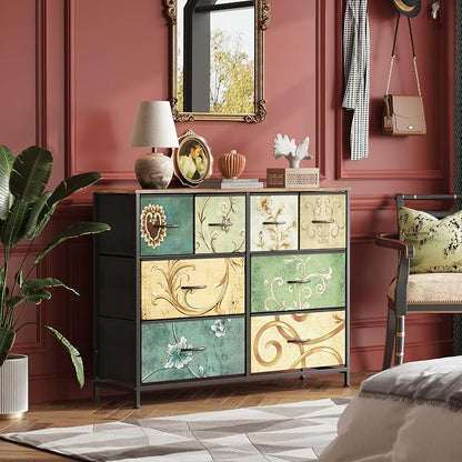 WLIVE Wide Dresser for Bedroom, 8 Drawer Chest of Drawers, Floral | 8 roomy - Image 4