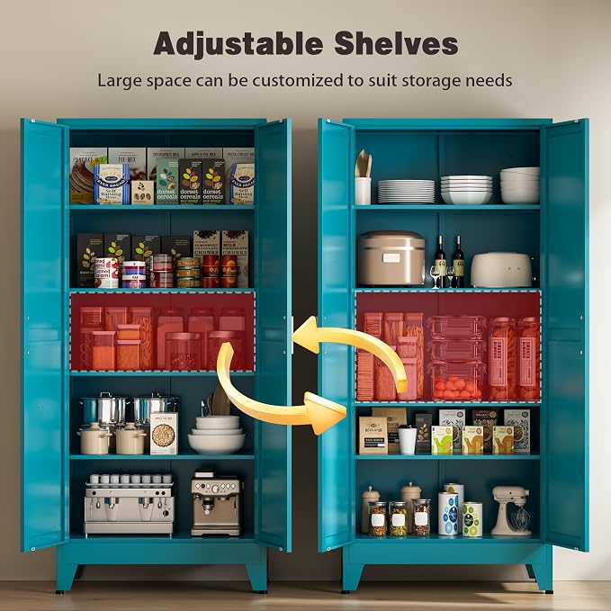 71" Tall Metal Pantry Cabinet, Kitchen Storage Cabinet - Image 5