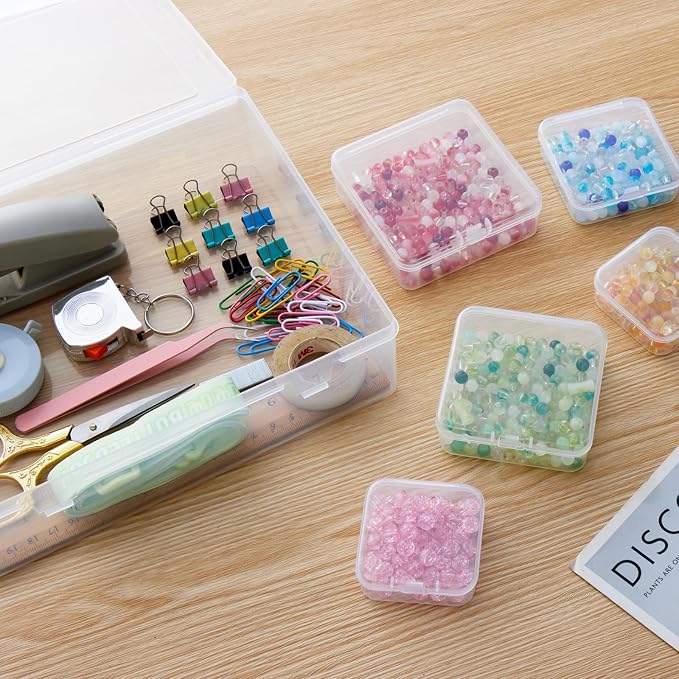 Goodma Small Bead Organizers, 78 Pieces Mixed Sizes Plastic Storage | Clear - Image 5