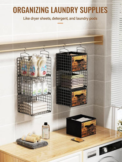 Closet Hanging Organizer with Drawers, 6 Tier Metal Closet Organizers and - Image 6