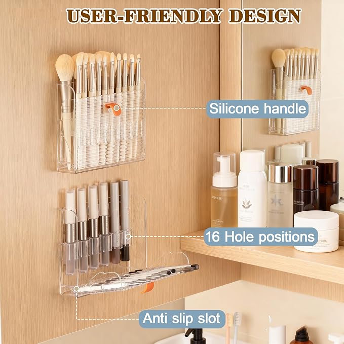 Wall-mounted Makeup Organizers, 16-Slot Eyeliner Lip Liner Organizer Holder - Image 9