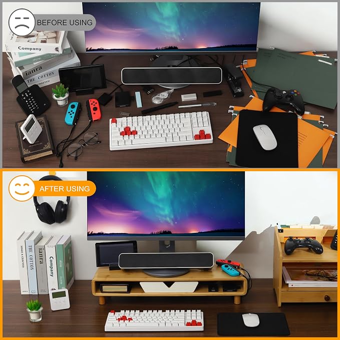 Homerays Monitor Stand with Drawer, Exquisite Computer Monitor Stand - Image 2