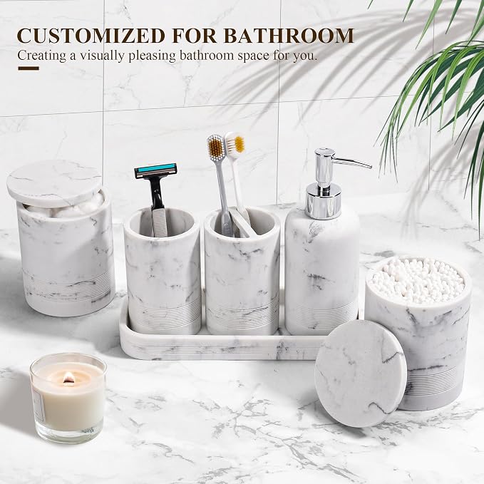 Bathroom Accessories Set, 6-Piece Bathroom Accessory Set, Toothbrush Holders Set - Image 3