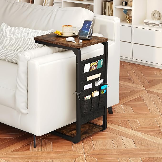 TV Trays Set of 2, TV Tables for Eating Dinner Tray Snack Couch Side Table Wood - Image 6