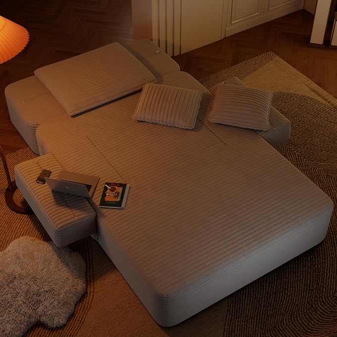 2-in-1 Convertible Chaise Lounge Indoor, 60.2" Corduroy Upholstered Chaise - Image 7