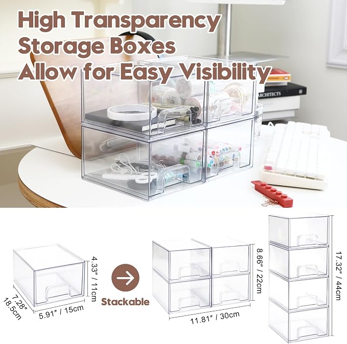Sea Team 4-Pack Clear Makeup Organizer - Image 2
