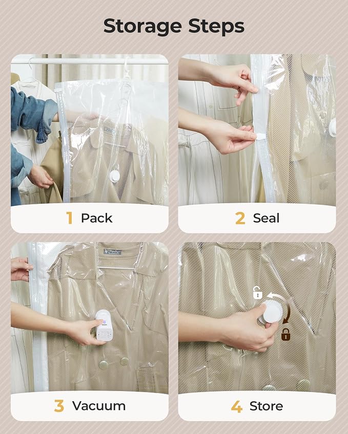 BAGSMART 4 Pack Hanging Vacuum Storage Bags - Image 8