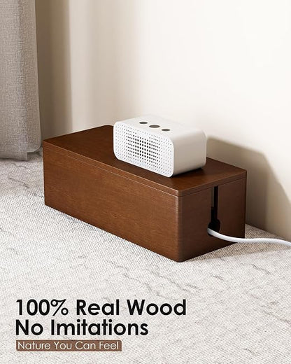 YECAYE Wooden Cable Management Box, Power Strip Cord Organizer Box, Cord Hider - Image 2