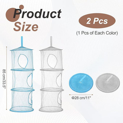 uxcell 2Pcs Mesh Hanging Storage Basket, Light Blue - Image 2