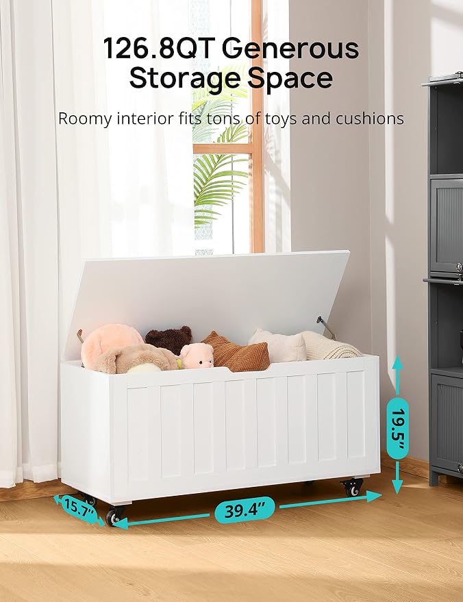 HYZ Storage Chest, 39.4'' Wooden Storage Bench - Image 2