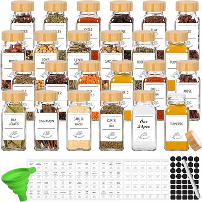 24 Pack 6 oz Glass Spice Jars by Keketin