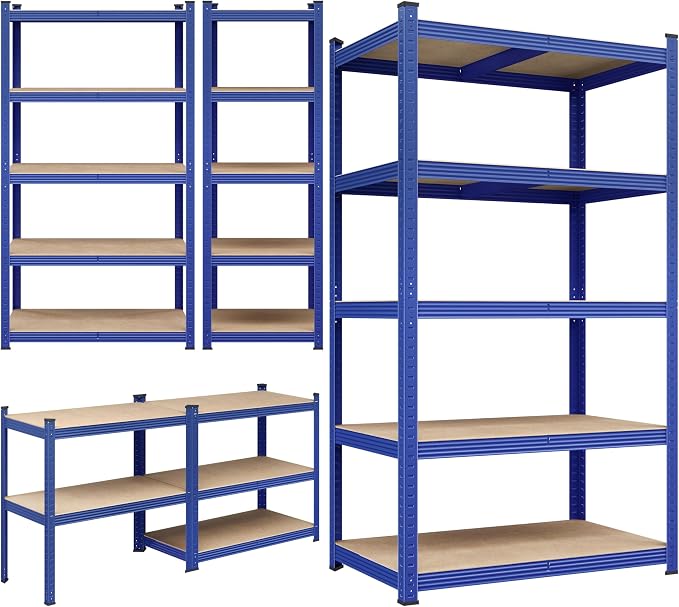 Yaheetech 5-Tier Heavy Duty Storage Shelves 35.5" W x 16" D x 71" H Blue | - Image 8