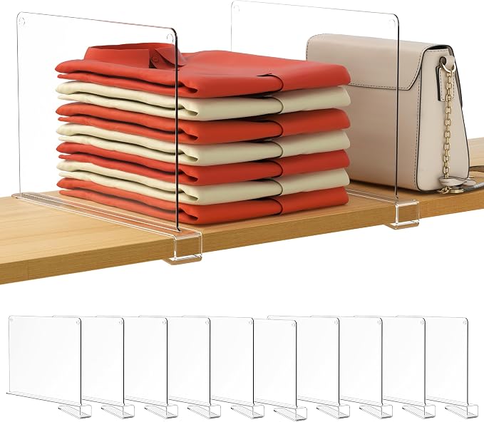 HBlife 10 Pack Clear Shelf Dividers, Vertical Purse Organizer by HBlife