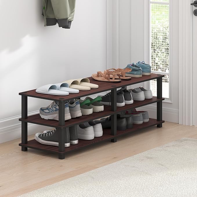 Furinno TURN-S-TUBE Shoe Rack, 3-Tier Wide Shoe Organizer, Open Shelf - Image 2