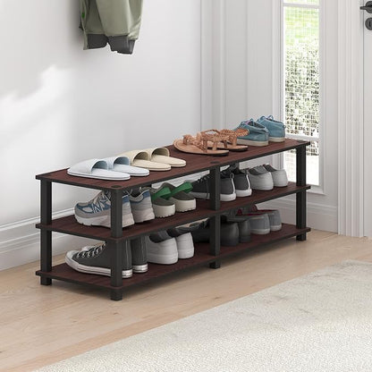 Furinno TURN-S-TUBE Shoe Rack, 3-Tier Wide Shoe Organizer, Open Shelf - Image 2
