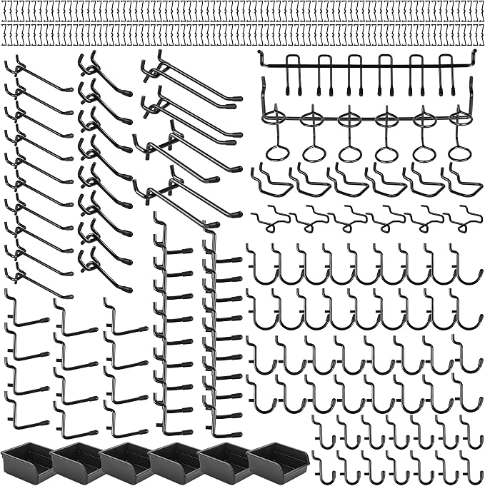 196 PCS Extra Thick 1/4" Pegboard Hooks Set, Heavy Duty Peg Board by Hogurity