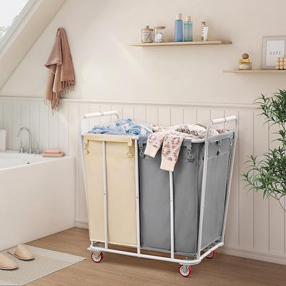Hoctieon 2 Section Laundry Sorter Cart, 400L Rolling Hamper - Image 6