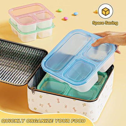 Canfanni 6 Pcs Snack Box Container Set, Reusable 3&4 Compartment Meal Prep - Image 7