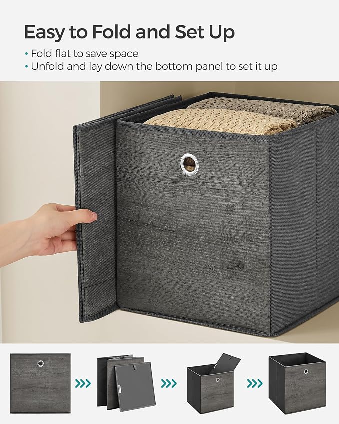 SONGMICS Storage Cubes, Foldable Fabric Storage Bins, 10.2 x 10.2 x 11 Inches - Image 3