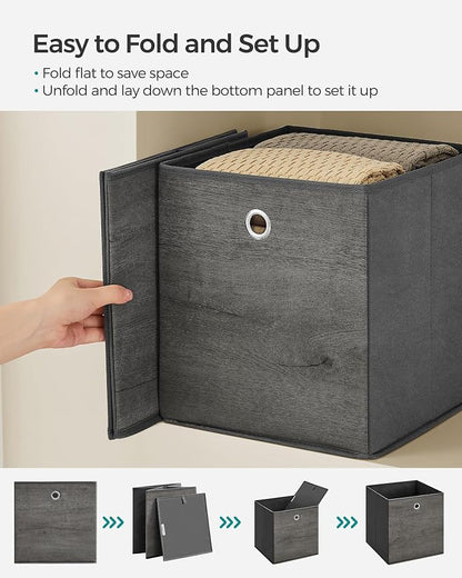 SONGMICS Storage Cubes, Foldable Fabric Storage Bins, 10.2 x 10.2 x 11 Inches - Image 3
