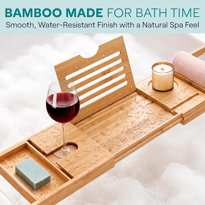 SereneLife Bath Caddy Breakfast Tray Combo - Image 6