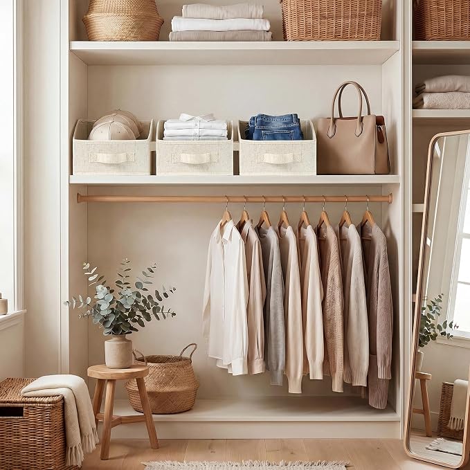 StorageWorks Closet Baskets for Organizing, Trapezoid Storage Bins, Linen - Image 4