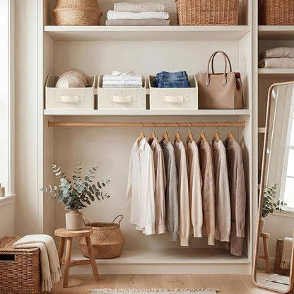 StorageWorks Closet Baskets for Organizing, Trapezoid Storage Bins, Linen - Image 4