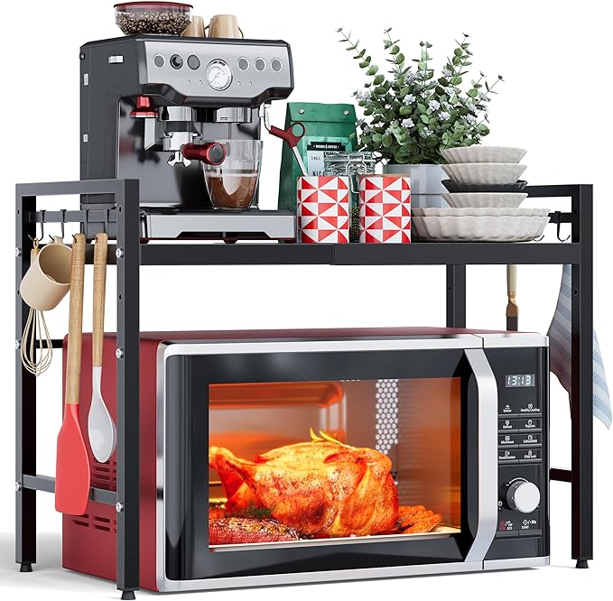 2 Tier Expandable Microwave Stand countertop, Microwave Oven Rack | microwave by NETELOfficial