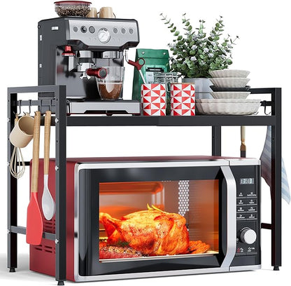 2 Tier Expandable Microwave Stand countertop, Microwave Oven Rack | microwave by NETELOfficial