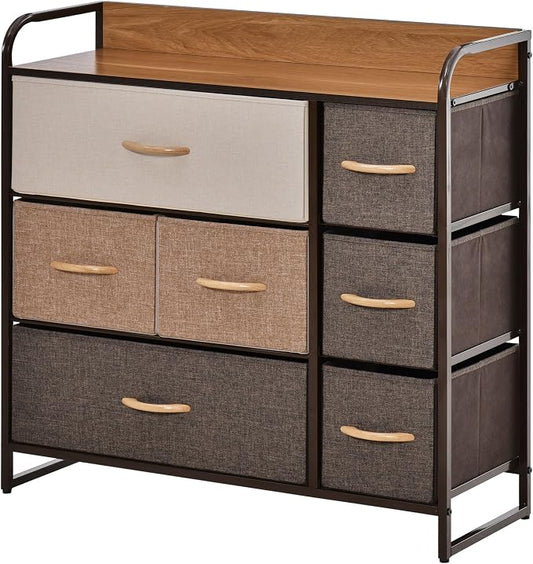 HOMCOM 7-Drawer Dresser, Fabric Chest of Drawers, 3-Tier Storage Organizer by HOMCOM