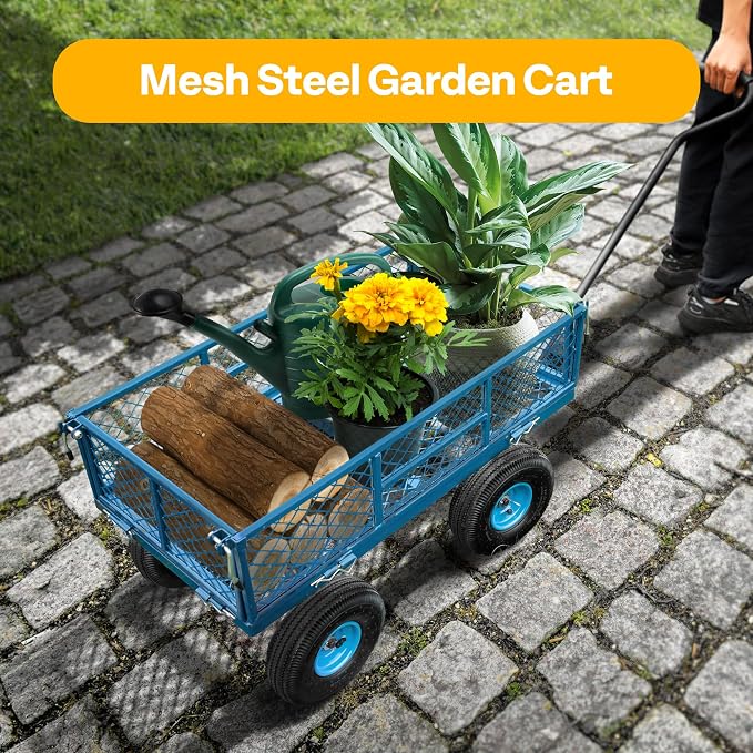 VIVOHOME Heavy Duty 880 Lbs Capacity Mesh Steel Garden Cart Folding Utility - Image 2
