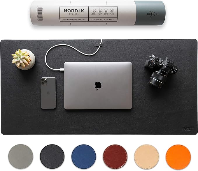 Nordik Leather Desk Mat Cable Organizer by NordikByDesign