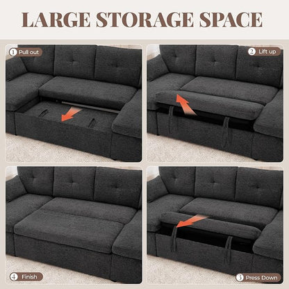 Huatean Home Oversized Sleeper Sofa Couch, 100 inch 2 in 1 Pullout Couch Bed - Image 7