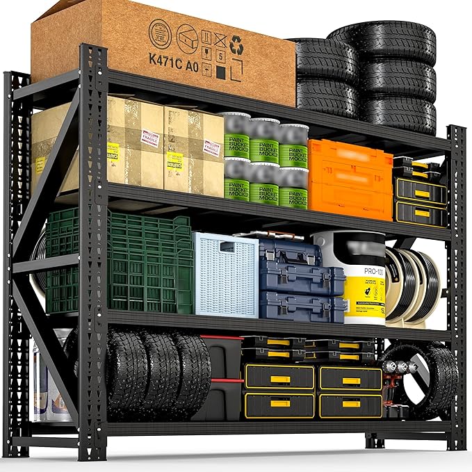 4-Tier Heavy Duty Garage Shelving, Industrial Shelving by VIYET