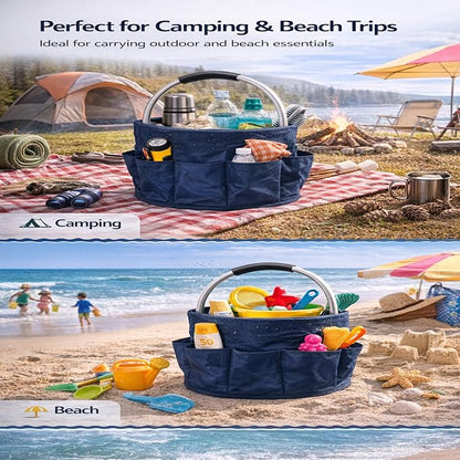 Cleaning Caddy with Handle, Foldable 17L Cleaning Supplies Basket with 6 Pockets - Image 9
