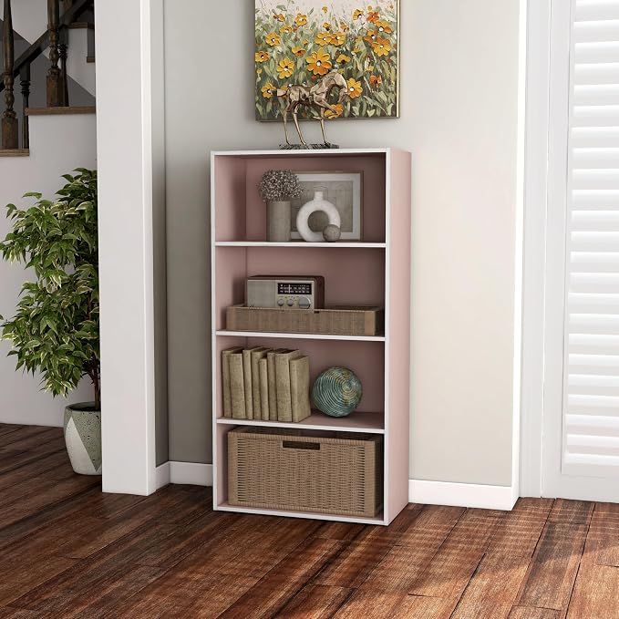 Homes: Inside + Out Apexa 4-Tier Cube Storage Organizer Shelves, Stackable Wood - Image 12