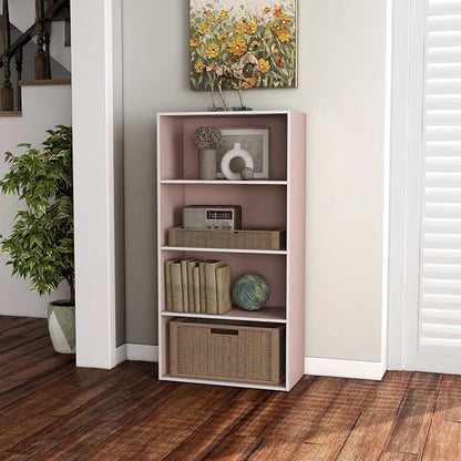 Homes: Inside + Out Apexa 4-Tier Cube Storage Organizer Shelves, Stackable Wood - Image 12