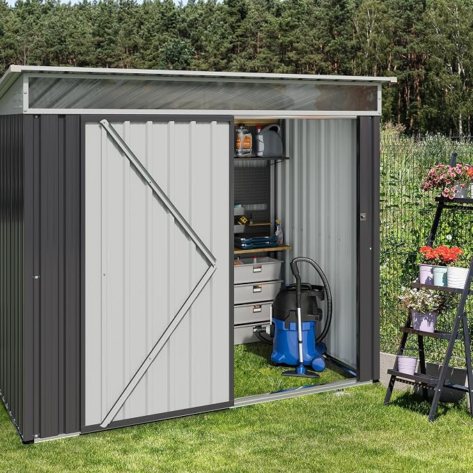 JY QAQA 6x4 FT Metal Outdoor Garden Storage Shed, Waterproof Metal Garden Sheds - Image 7